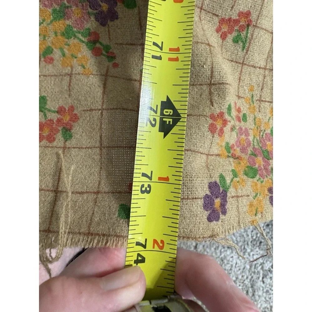 Vintage‎ Flour Sack Fabric Dark Beige/ Brown Floral MCM Cottage Flowers Cotton